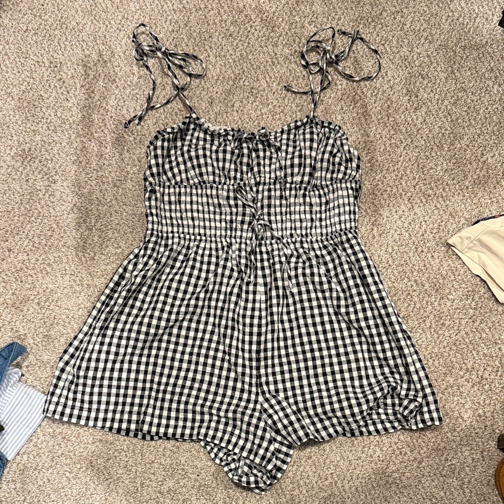 American Eagle Outfitters Monochrome Checkered Romper